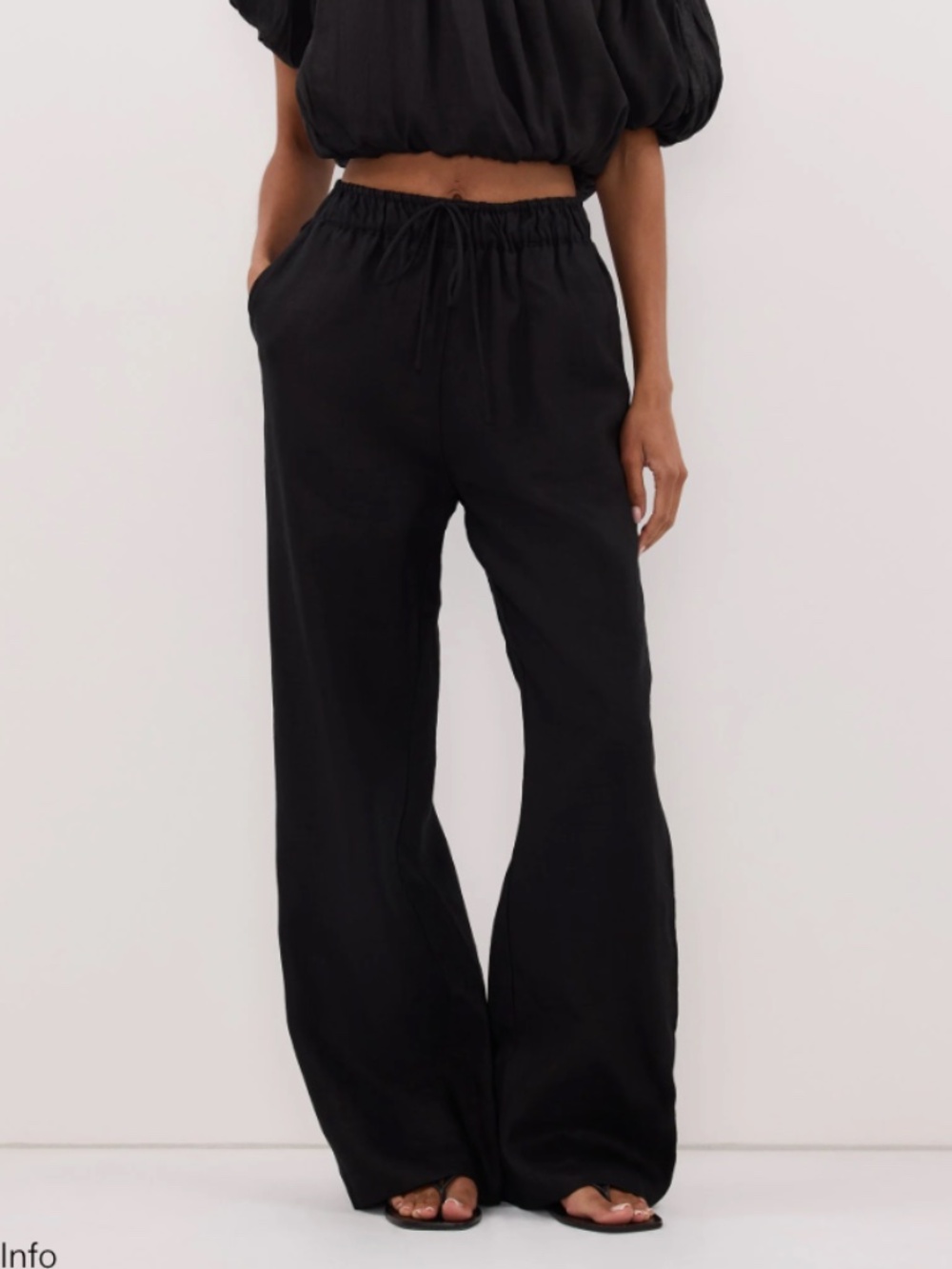 DISSH Black Wide-Leg Drawstring Pants